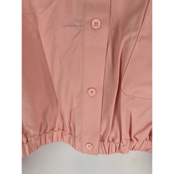 ASOS Cropped Twill Button Up Shirt Shacket Womens Size 12 Pink Jacket New - Picture 5 of 9